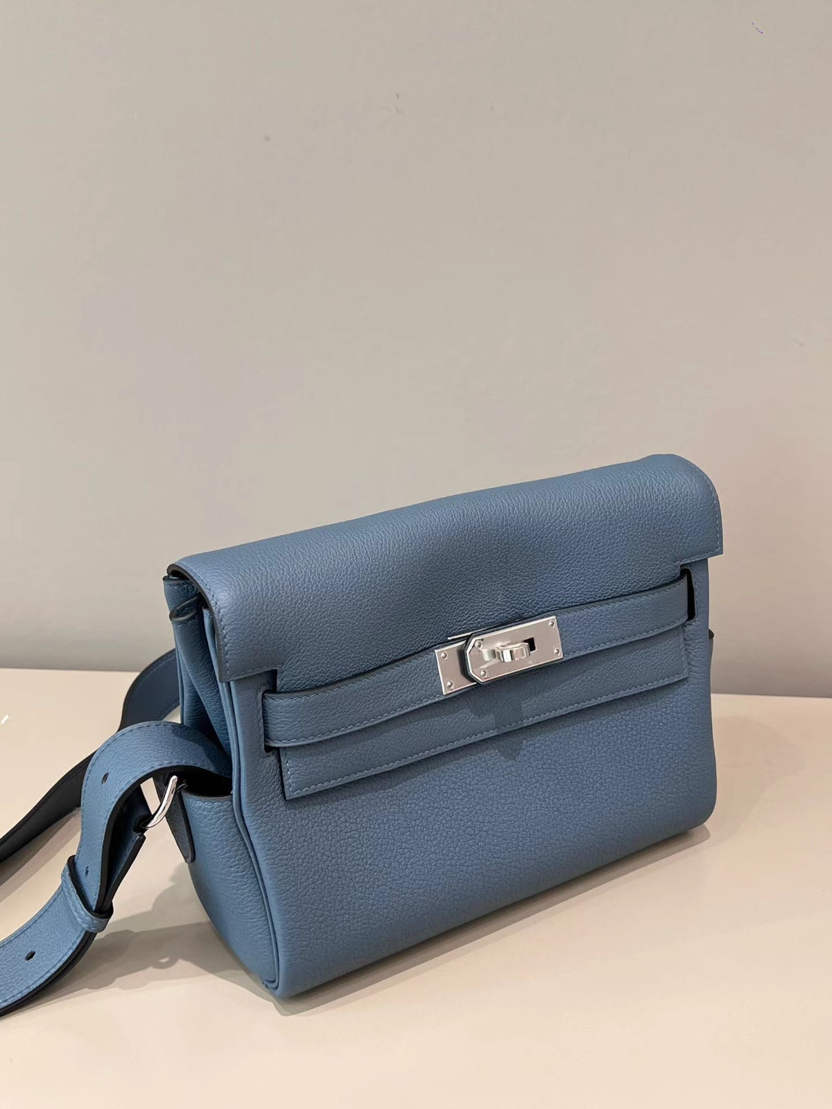 Kelly Style Togo Leather Handbag – Blue