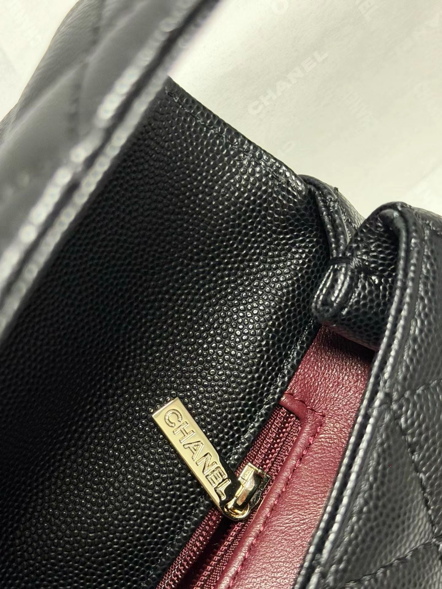Chanel 26P Coco Handle Black with Burgundy Handle
