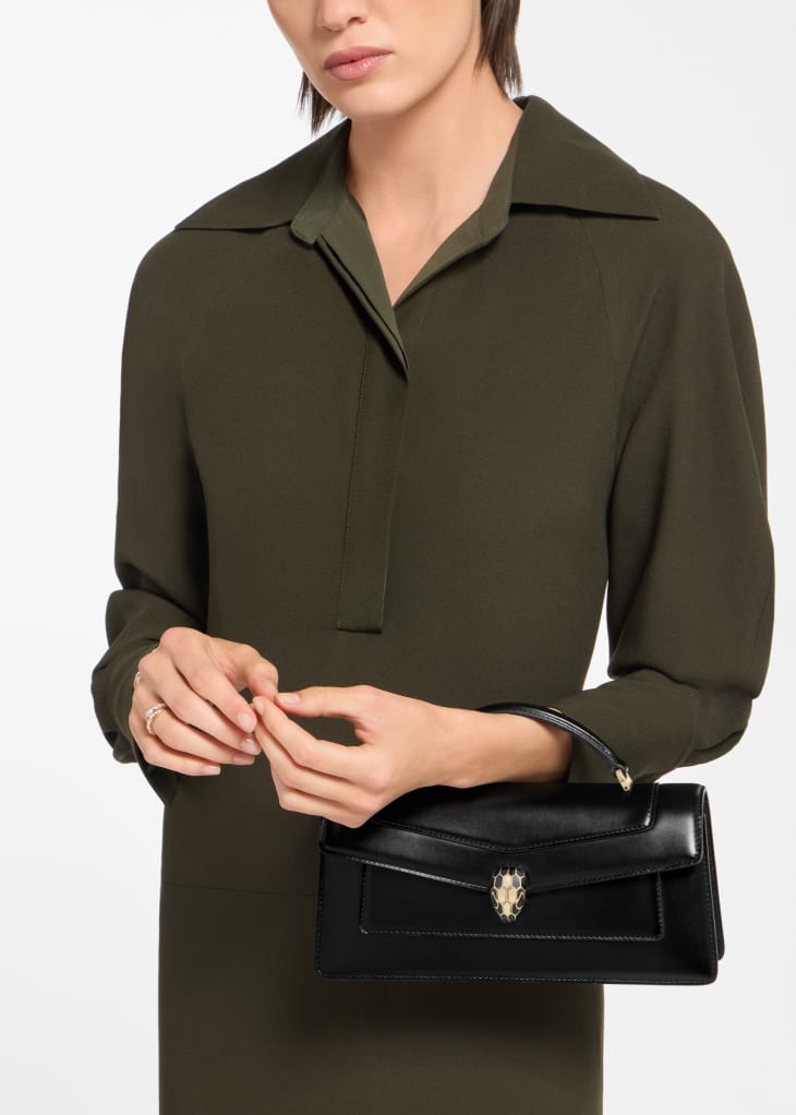 Bvlgari Serpenti Forever Top Handle black worn view