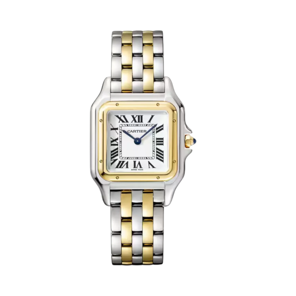 Panthère de Cartier متوسطة 29x37 ملم من الذهب الوردي والأبيض كوارتز