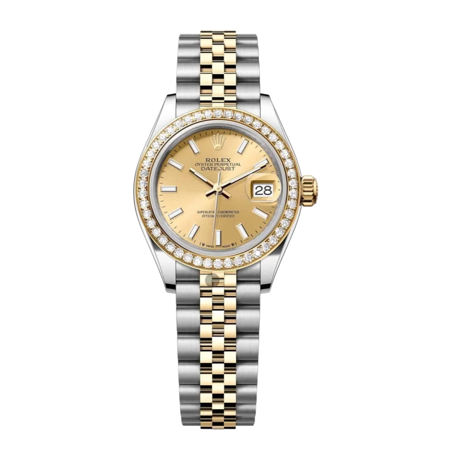 Rolex Lady-Datejust 28mm ميناء أصفر ذهب أبيض ووردي