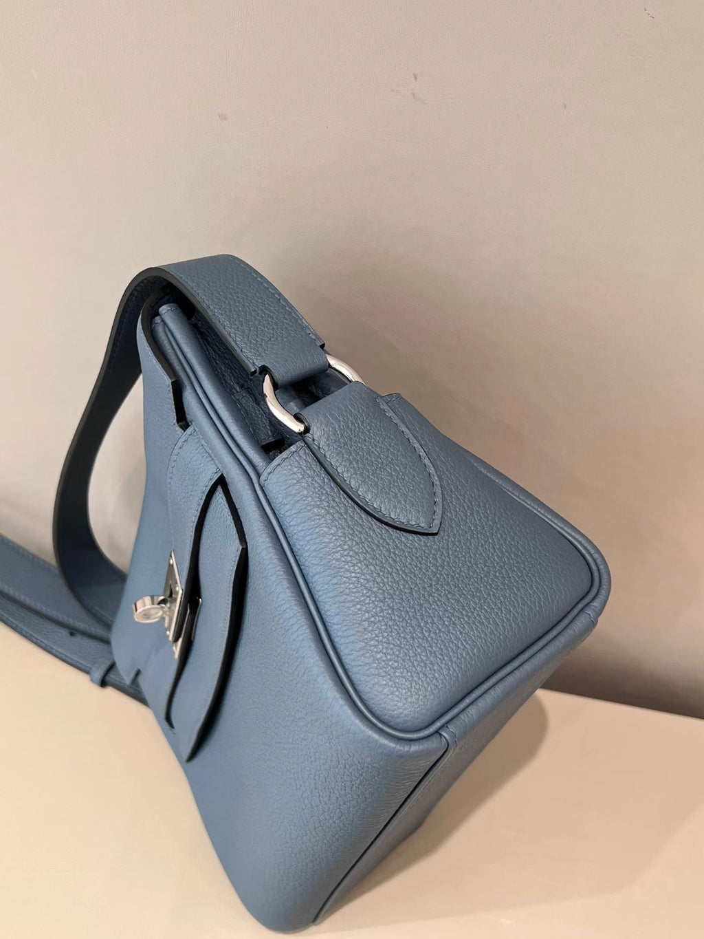 Kelly Style Togo Leather Handbag – Blue