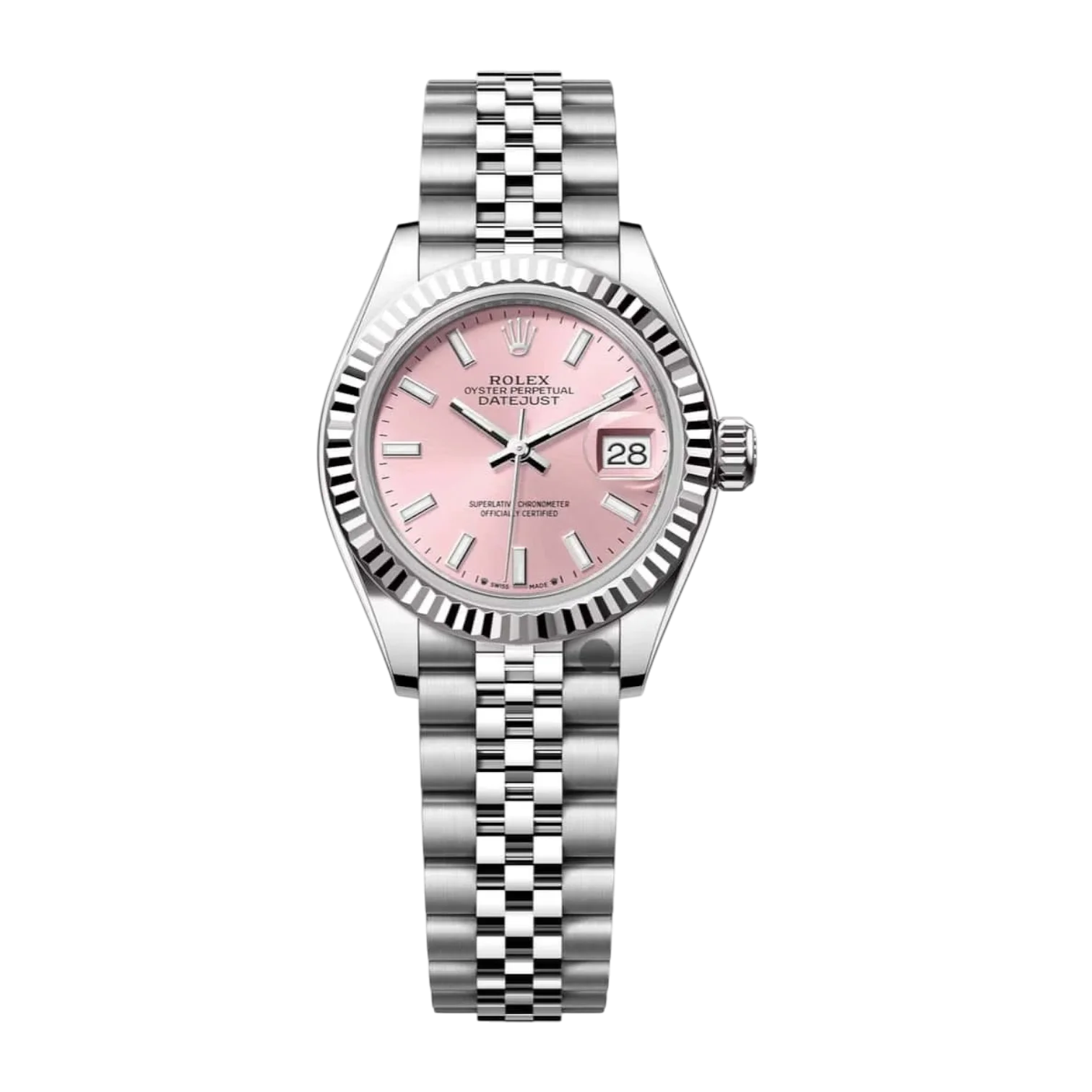 Lady-Datejust Oyster 28mm – White Gold, Pink Dial, Self-Winding Steel