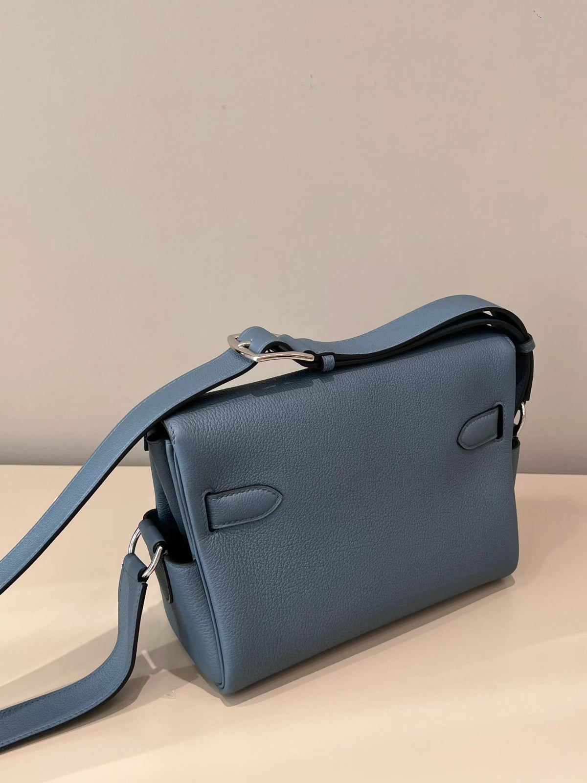 Kelly Style Togo Leather Handbag – Blue