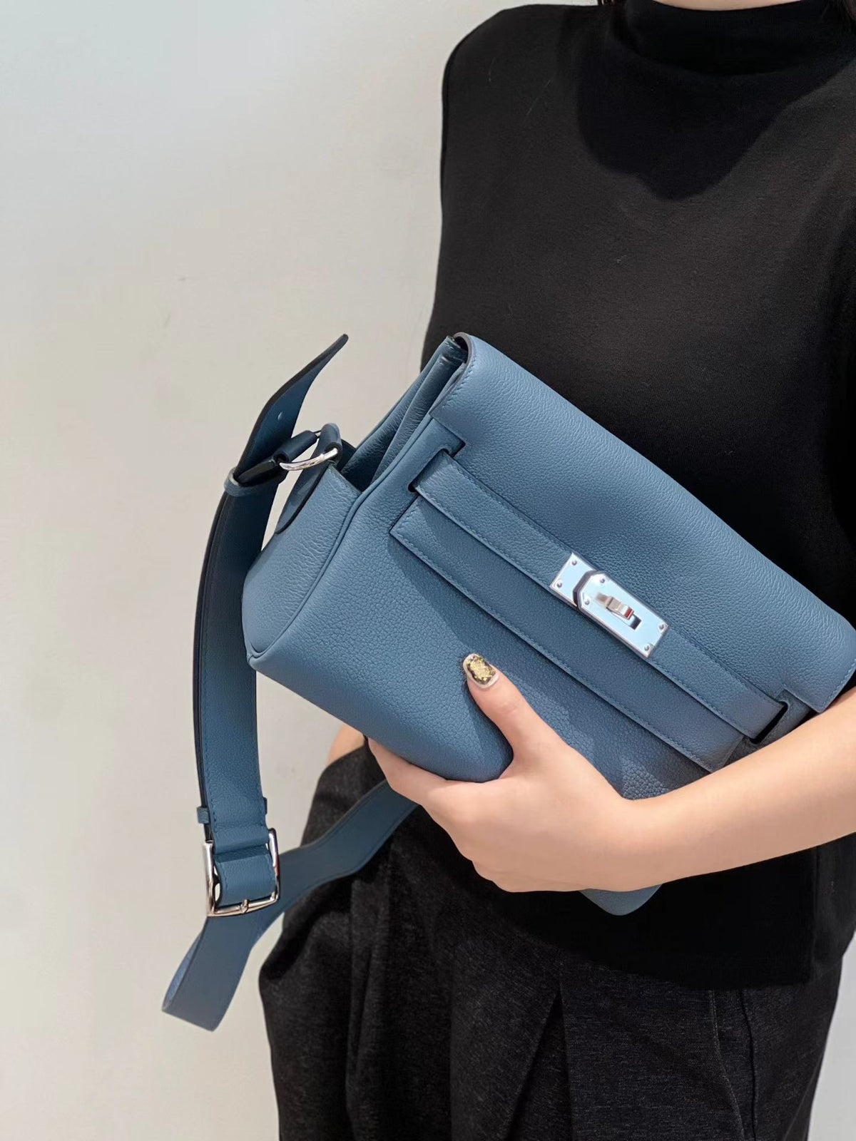 Kelly Style Togo Leather Handbag – Blue