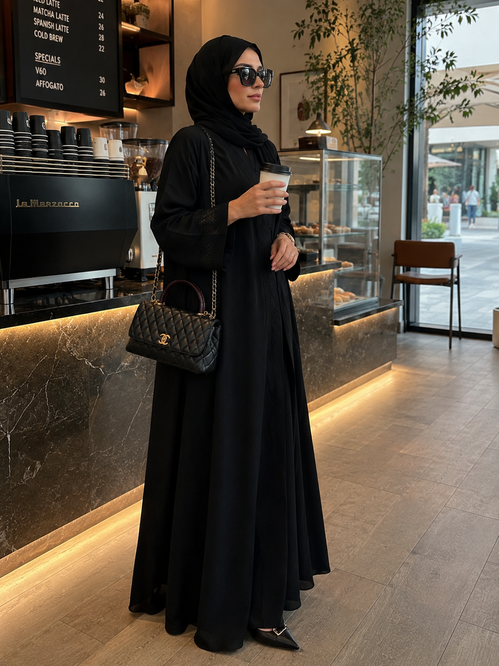 Chanel 26P Coco Handle Black with Burgundy Handle
