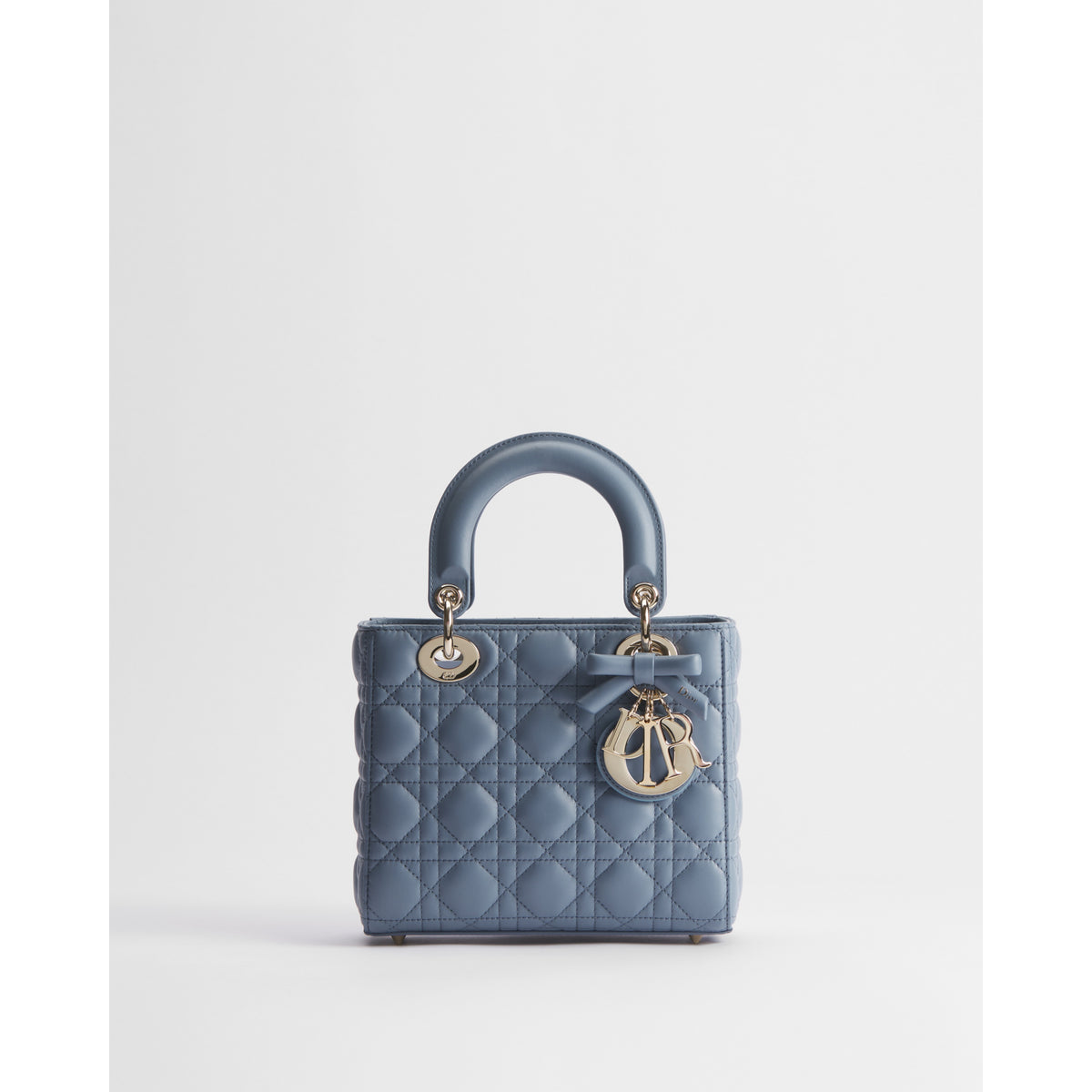 Dior Small Lady Dior Bag with Strap – Blue-Gray Cannage Lambskin