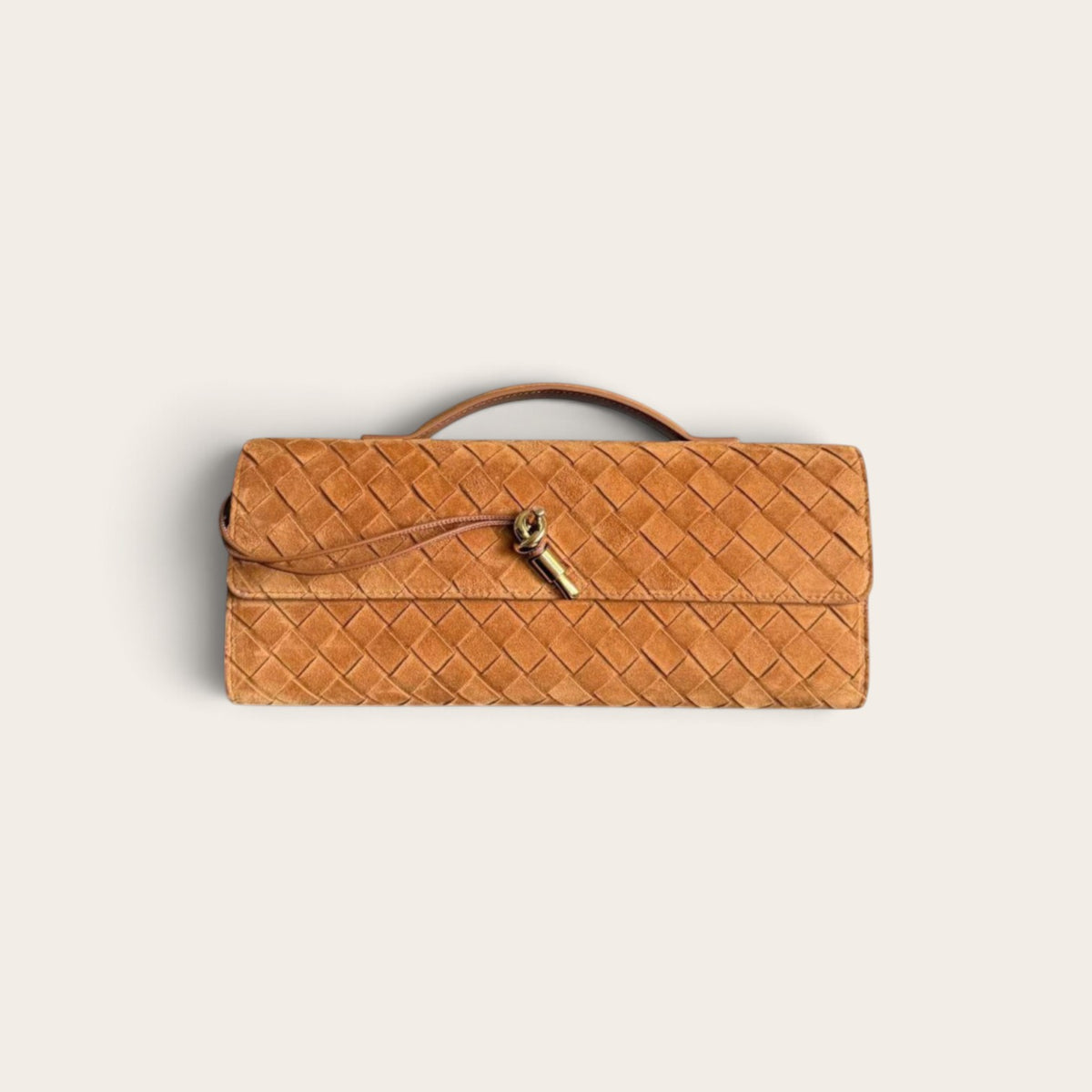Bottega Veneta Andiamo Clutch Brown Suede