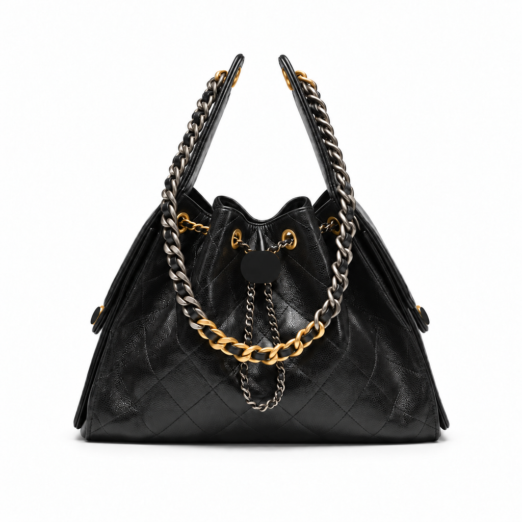 Black handbag with shaded logos