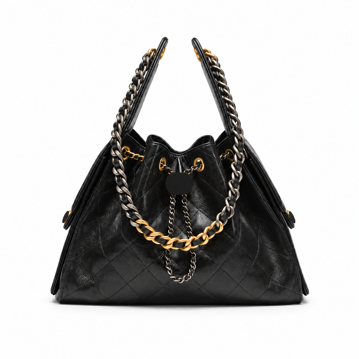 Black handbag with shaded logos