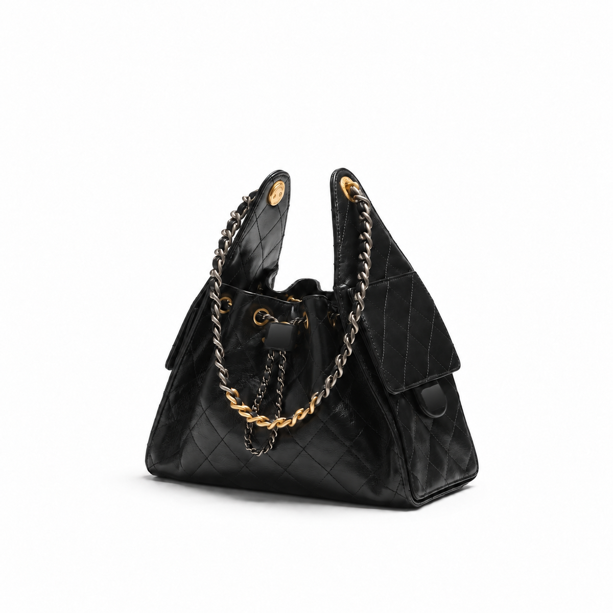 Black handbag with shaded logos