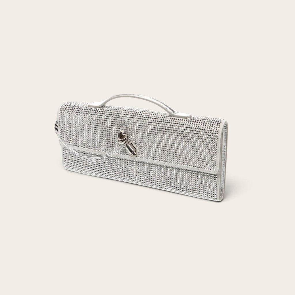 Bottega Veneta Andiamo Clutch Silver Crystal detail