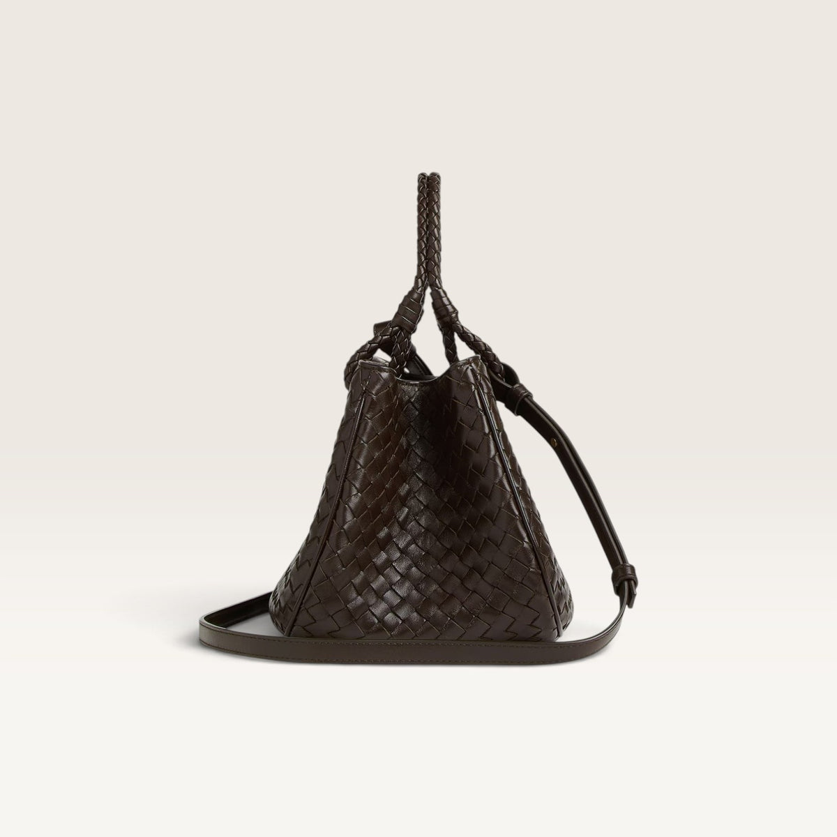 Bottega Veneta Brown Leather Basket Shoulder Bag interior