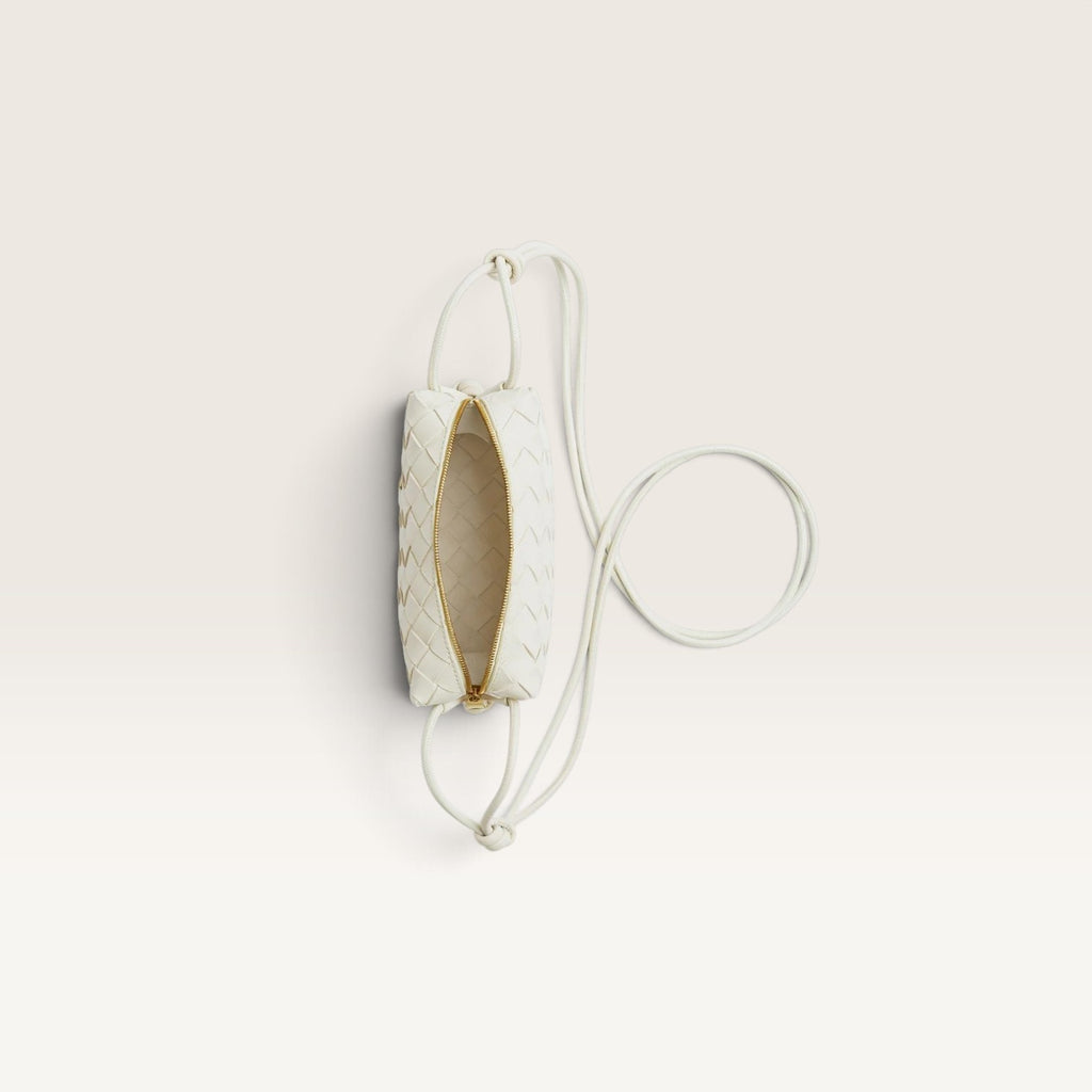 Bottega Veneta Small Loop Camera Bag White open top view