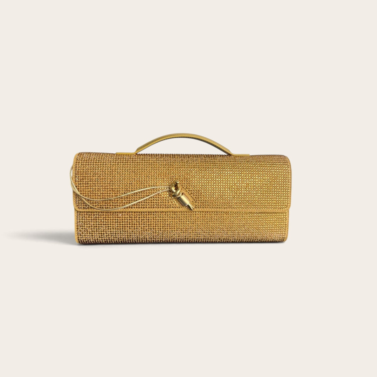 Bottega Veneta Andiamo Clutch Gold Crystal front