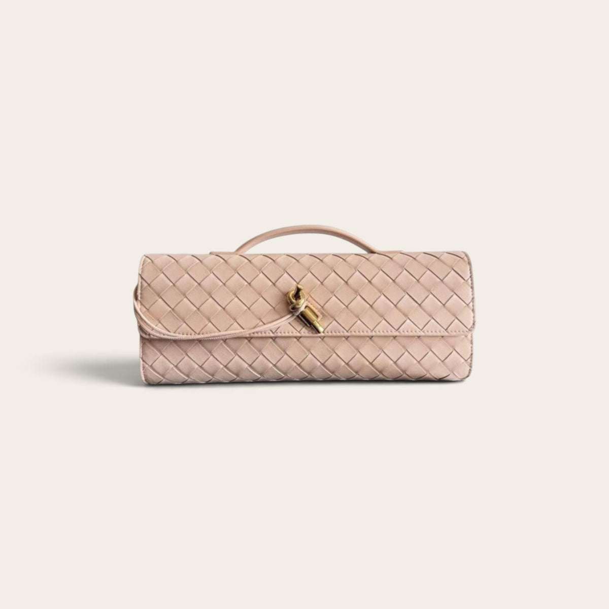Bottega Veneta Andiamo Clutch in pink Intrecciato lambskin leather