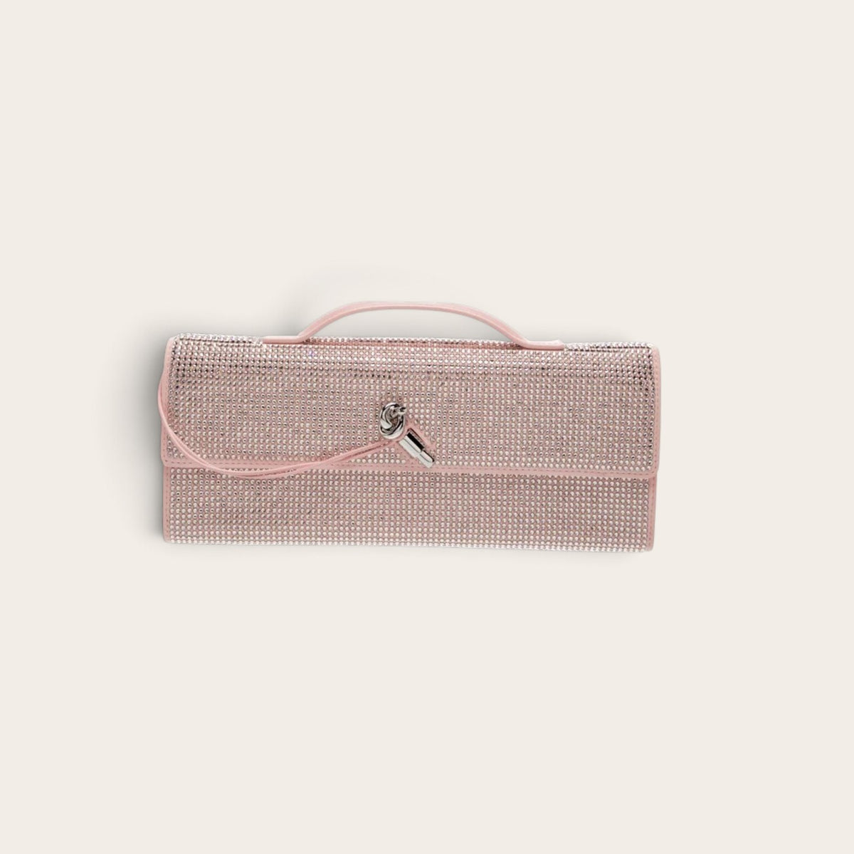 Bottega Veneta Andiamo Clutch pink crystal front view