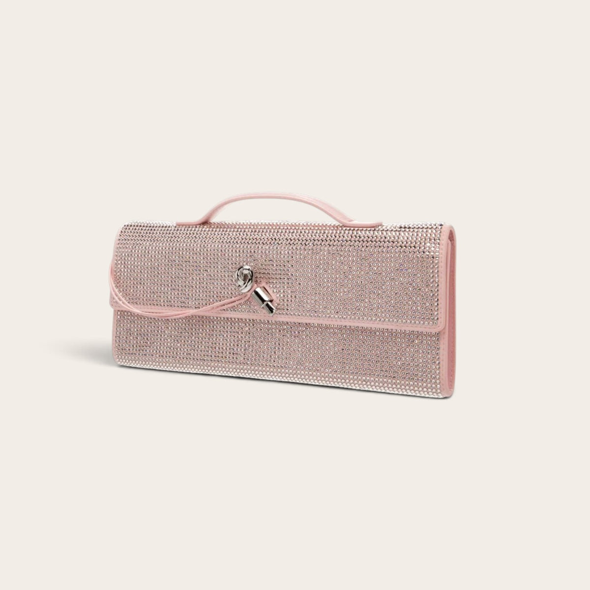 Bottega Veneta Andiamo Clutch pink crystal angled view