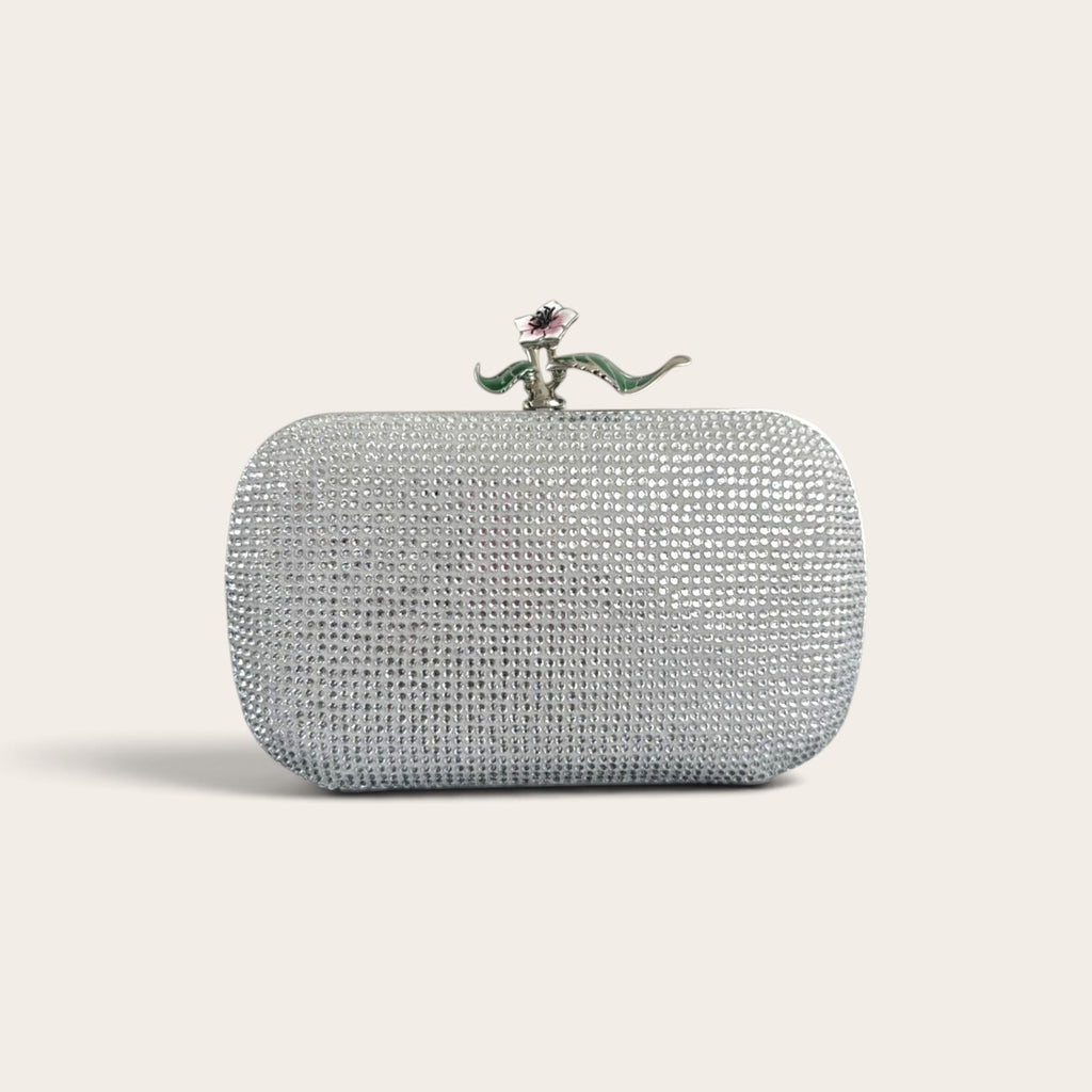 Bottega Veneta Knot Clutch Silver front
