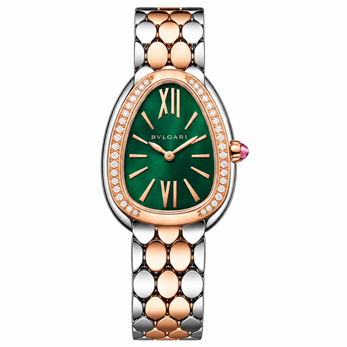 Bvlgari Serpenti Watch – Two Tone Green Dial on white background