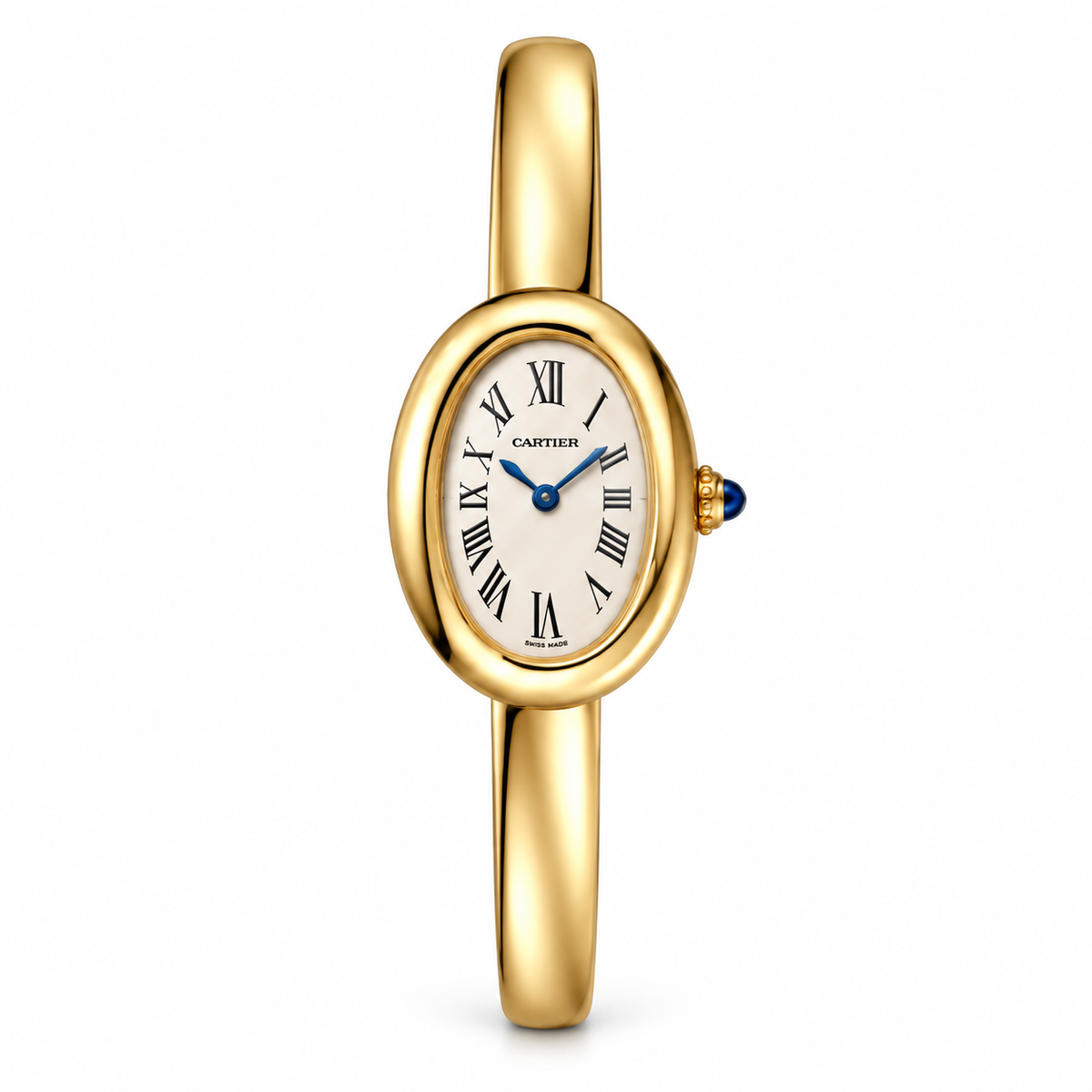 Cartier Baignoire Women's Watch – Gold Tone Bangle on a white background