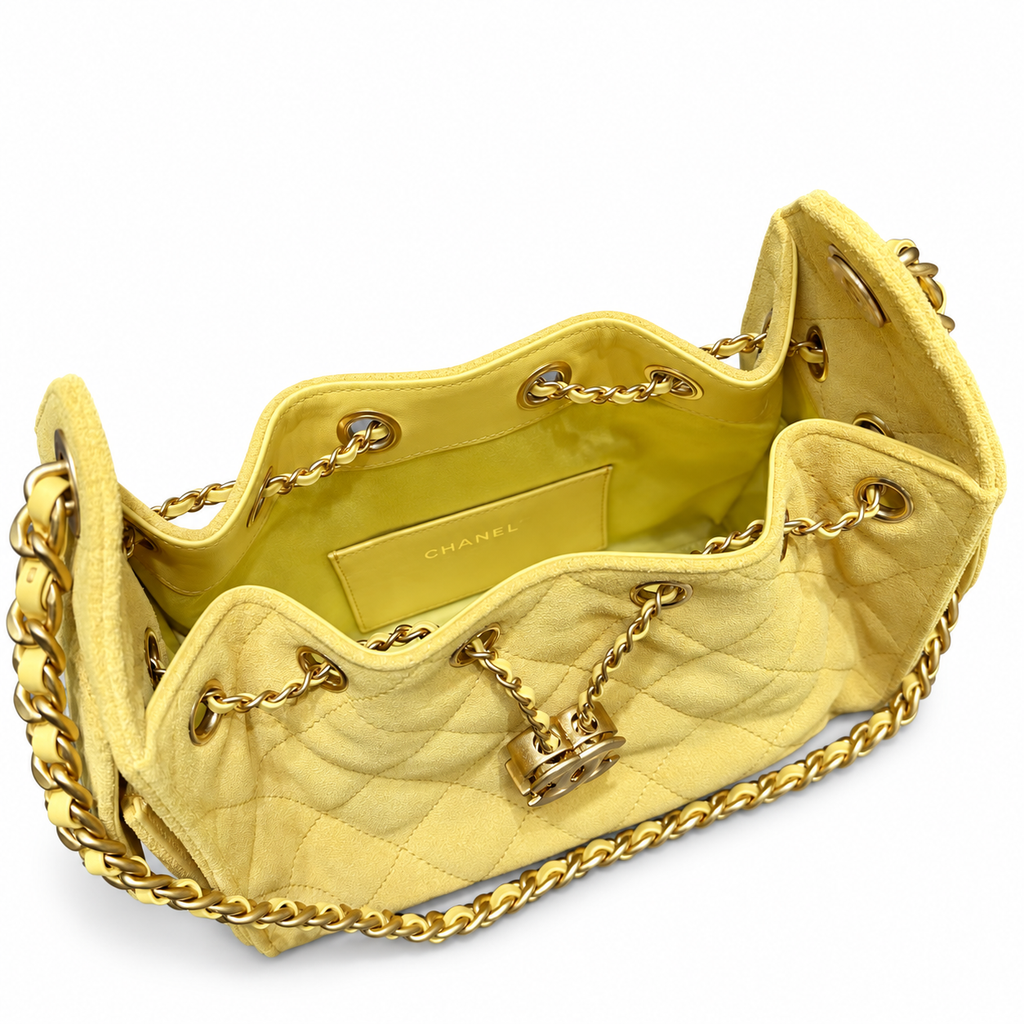 Chanel 25 Mini Lemon Yellow Suede – interior