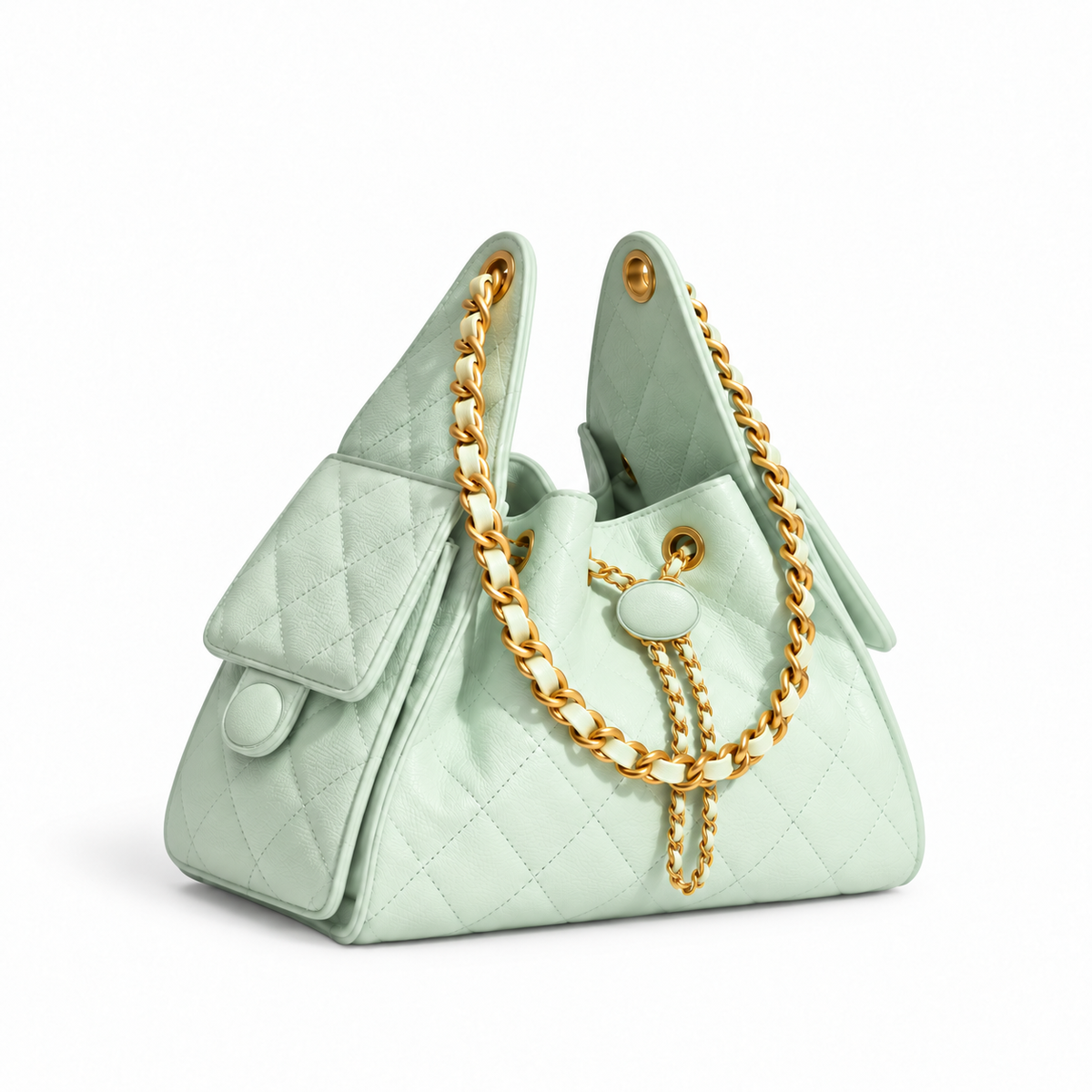mint mini handbag with logos covered