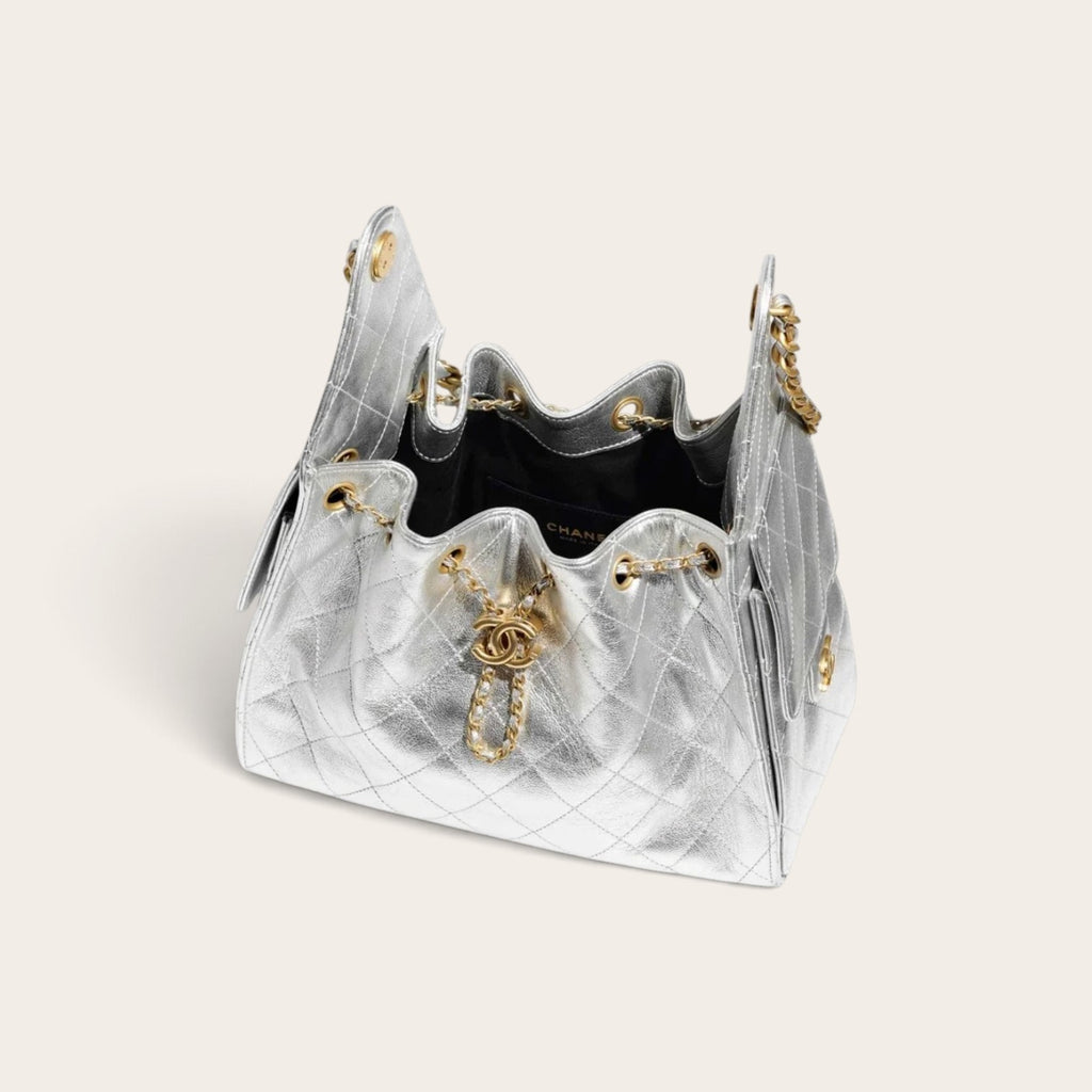 Chanel 25 Mini Handbag Silver detail