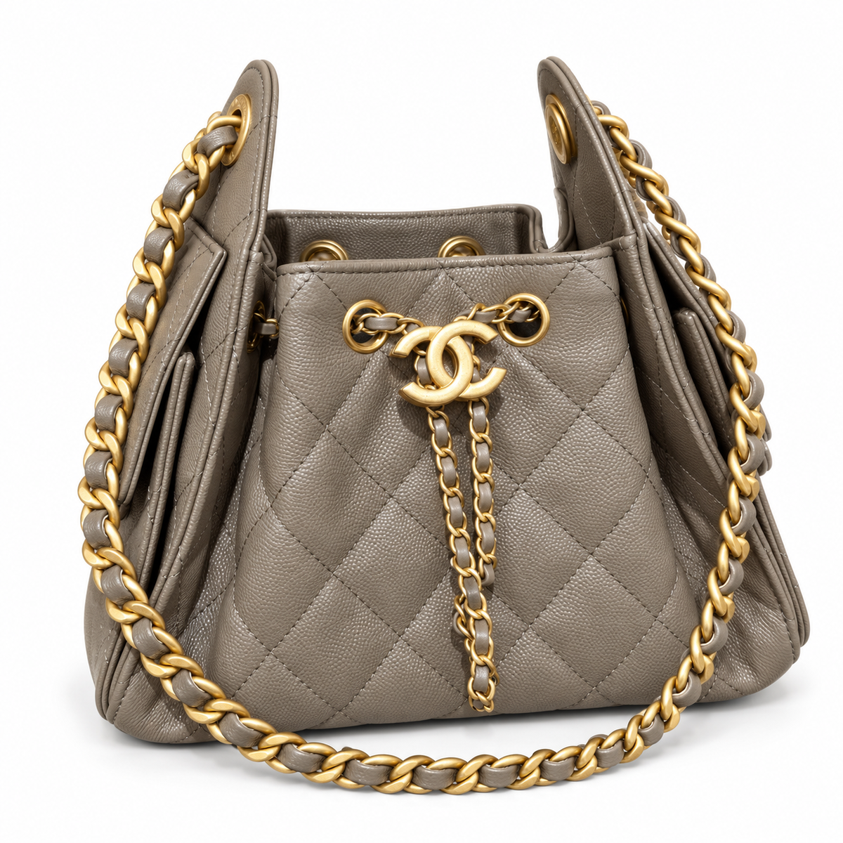 Chanel 26C Mini Drawstring Bag Grey – clean product view