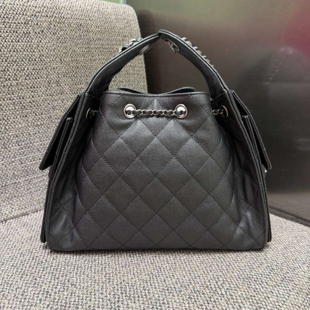 Chanel 26C Mini Drawstring Bag black view 3