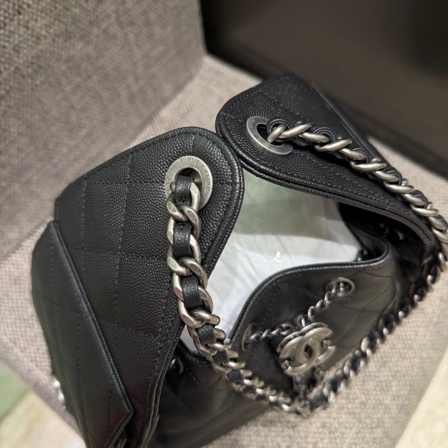 Chanel 26C Mini Drawstring Bag black view 4