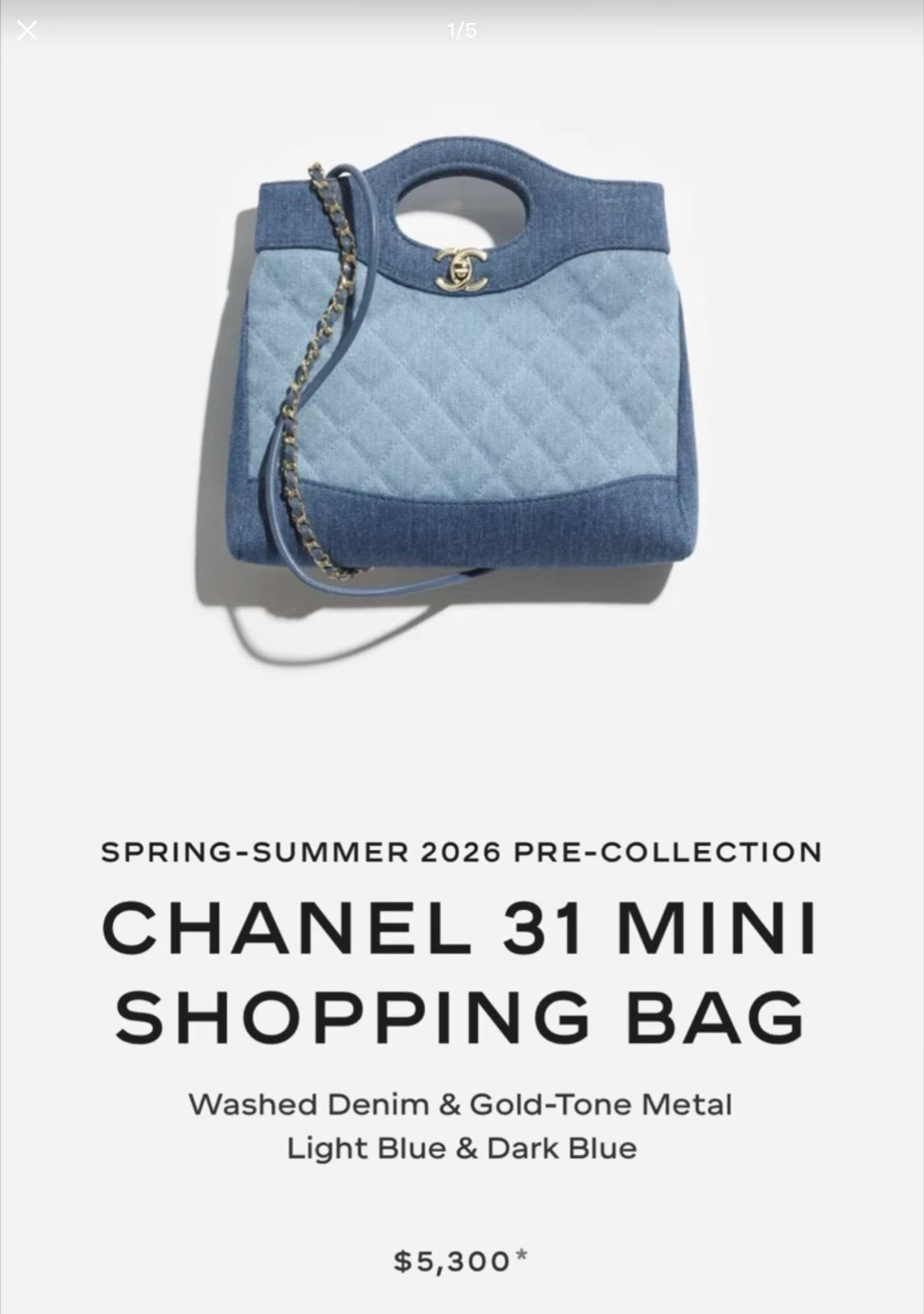 Chanel 31 Mini Shopping Bag gold-tone CC detail