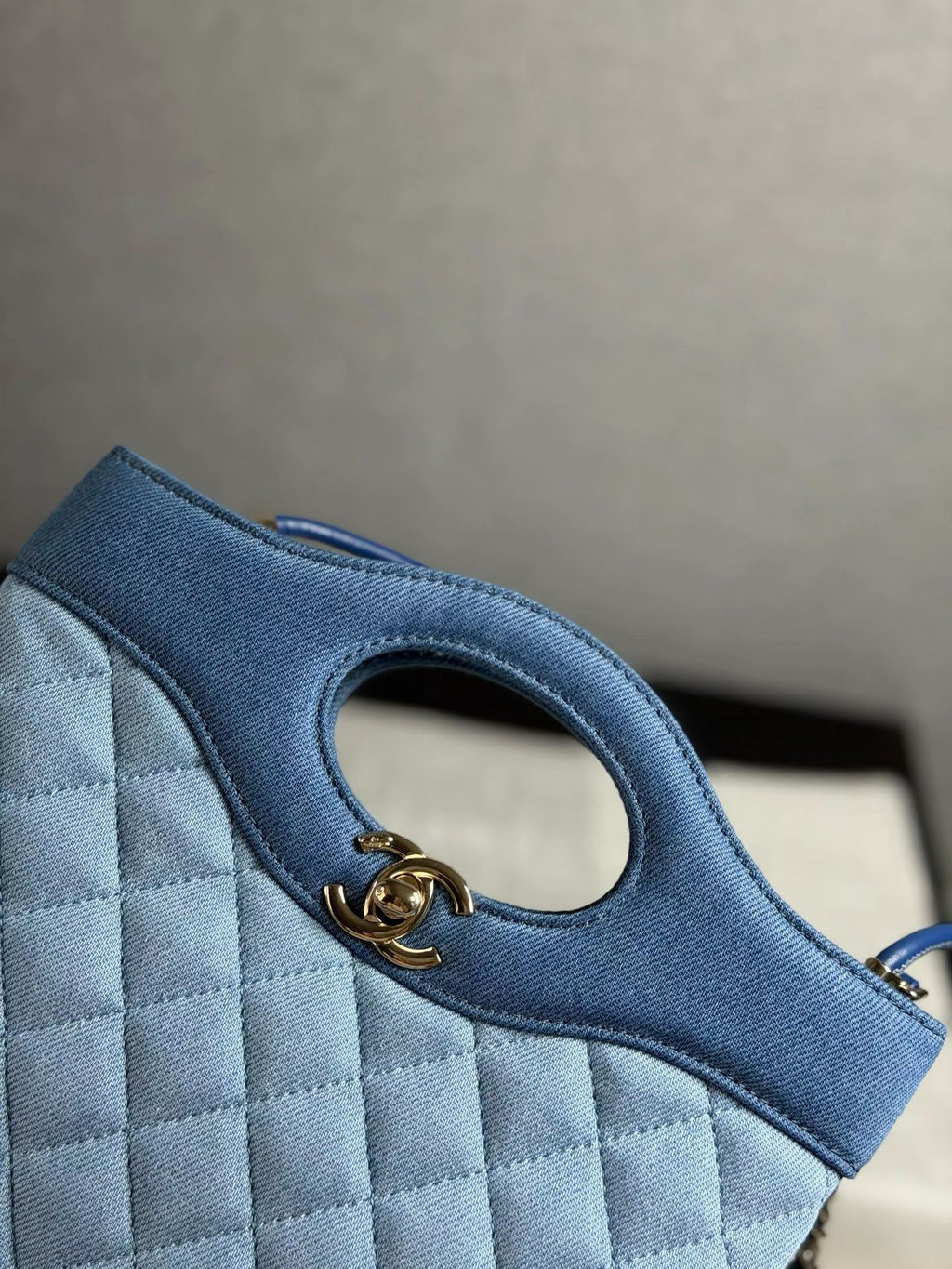 Chanel 31 Mini Shopping Bag denim quilting detail