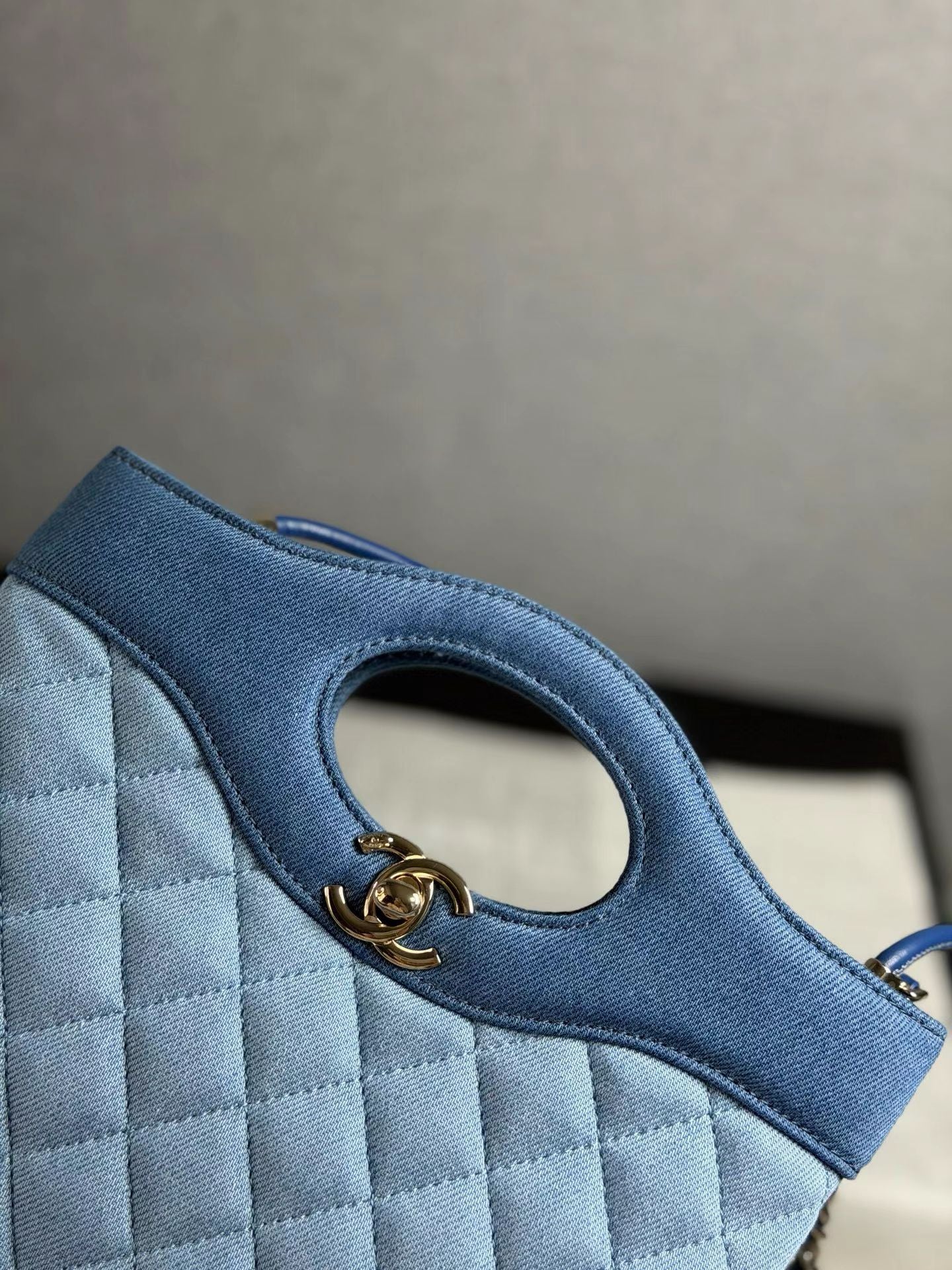 Chanel 31 Mini Shopping Bag denim quilting detail