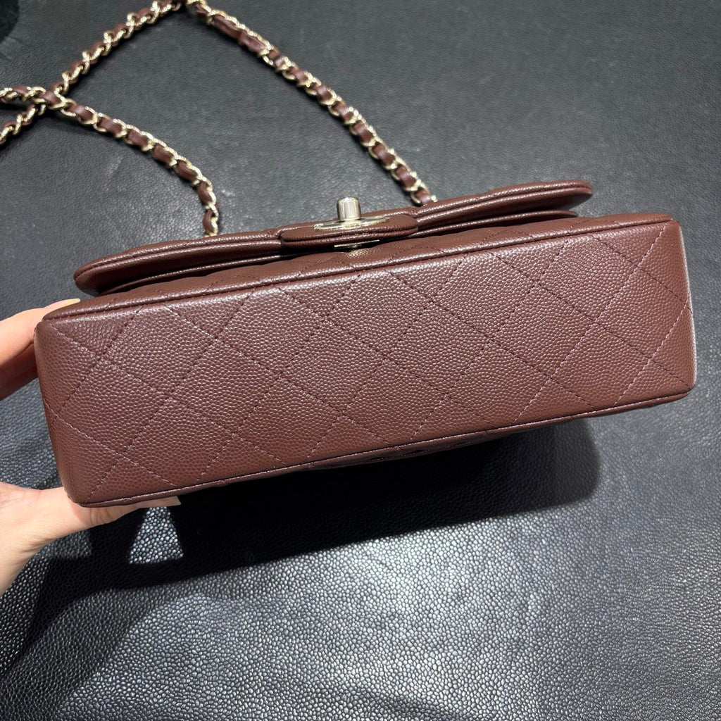 Chanel brown classic flap bag base view