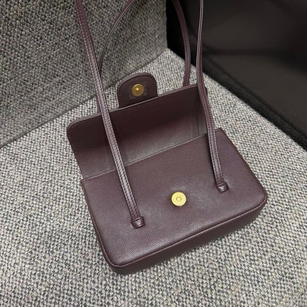 Brown shoulder bag open view