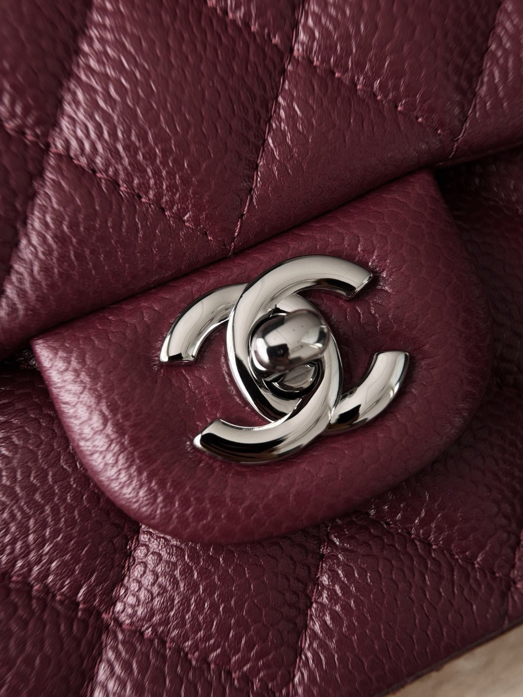 Chanel burgundy classic flap bag view 4