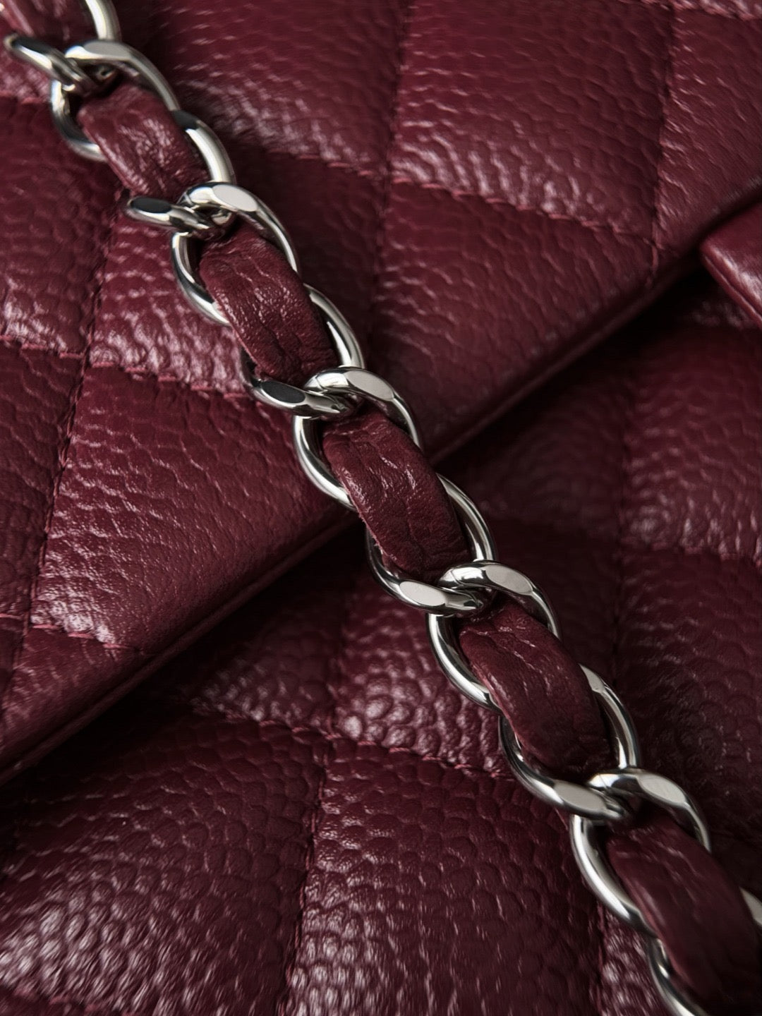 Chanel burgundy classic flap bag view 6