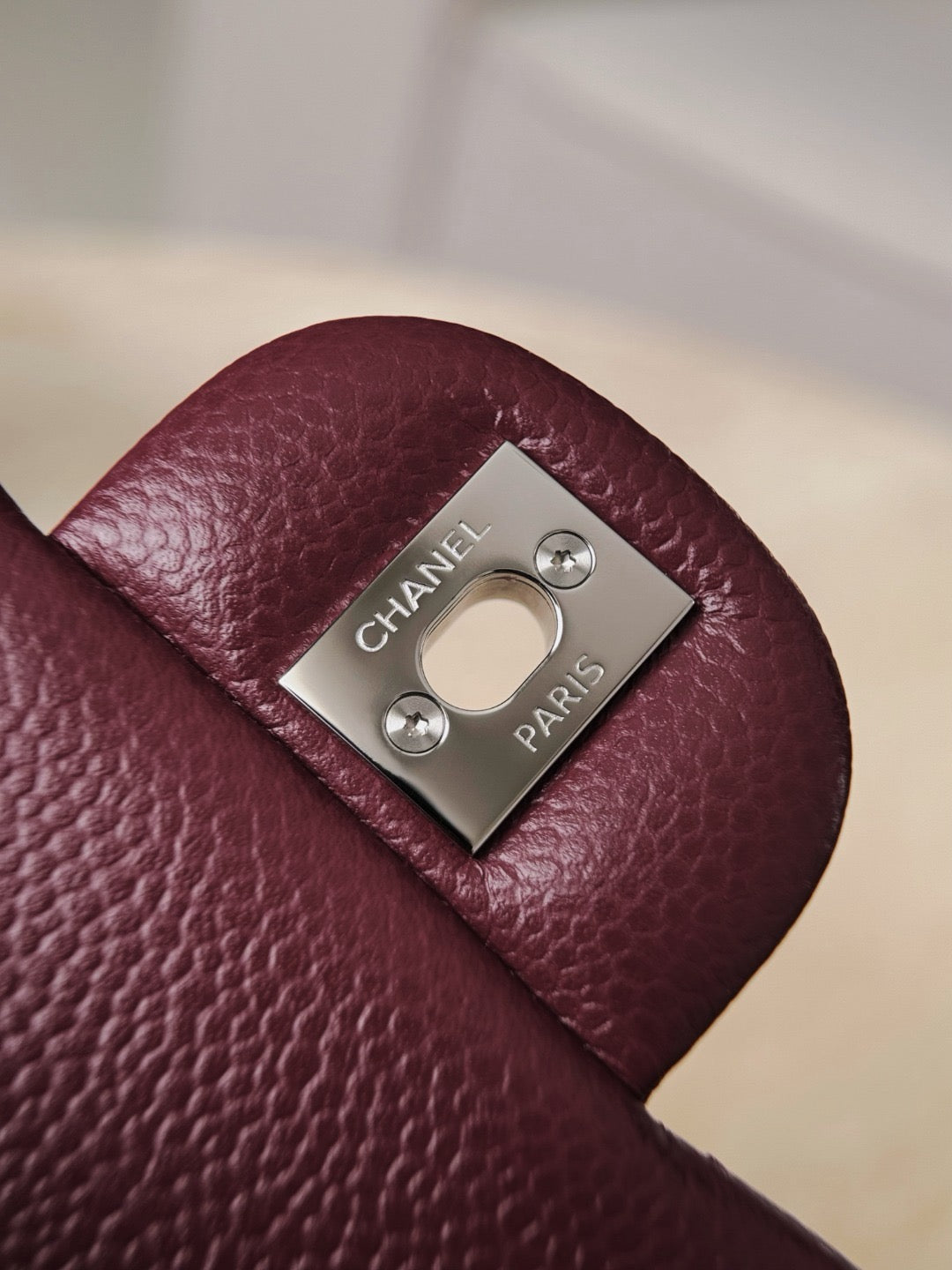 Chanel burgundy classic flap bag view 7