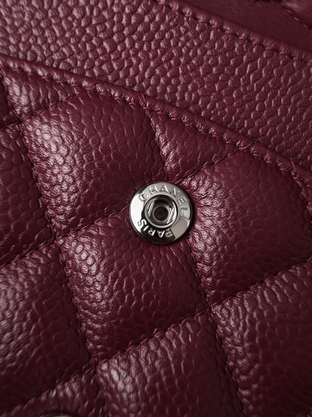 Chanel burgundy classic flap bag view 8