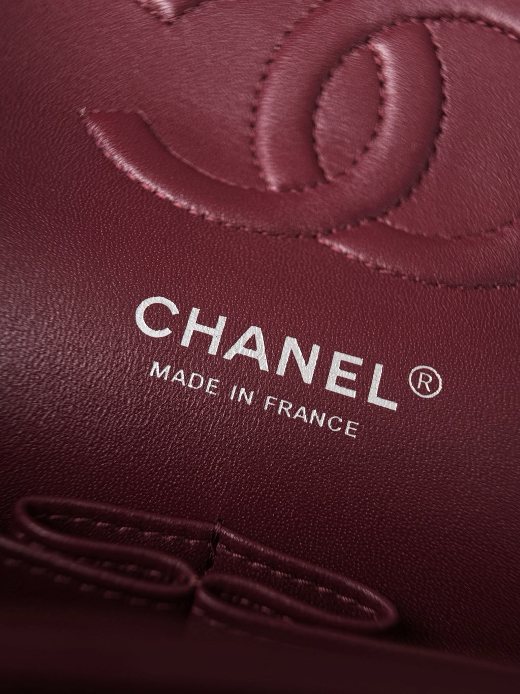 Chanel burgundy classic flap bag view 10