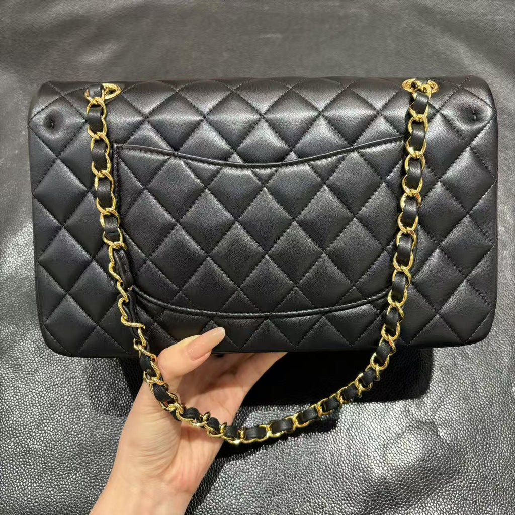 Chanel Classic Flap bag in black, rear view