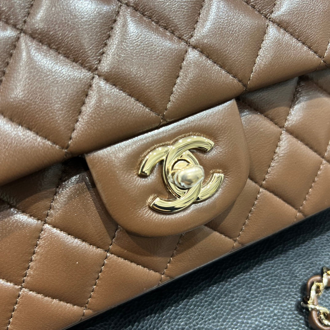 Chanel Classic Flap bag brown CC turn-lock detail