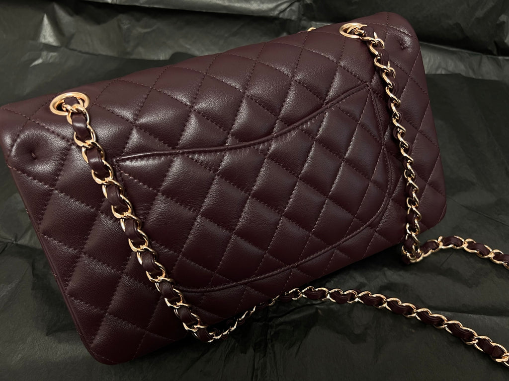 Chanel Classic Flap bag in burgundy, rear view
