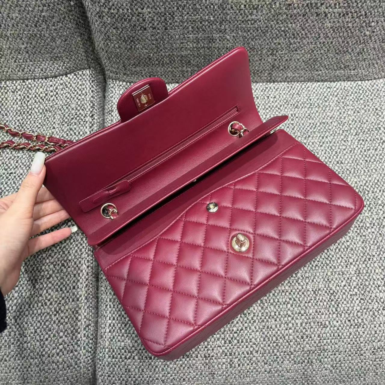 CHANEL Classic Flap Bag Dark Burgundy - view 6