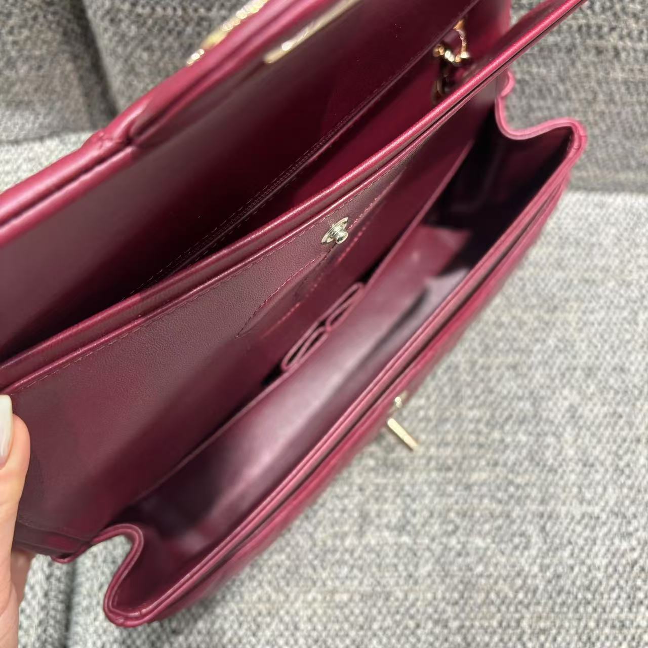 CHANEL Classic Flap Bag Dark Burgundy - view 8