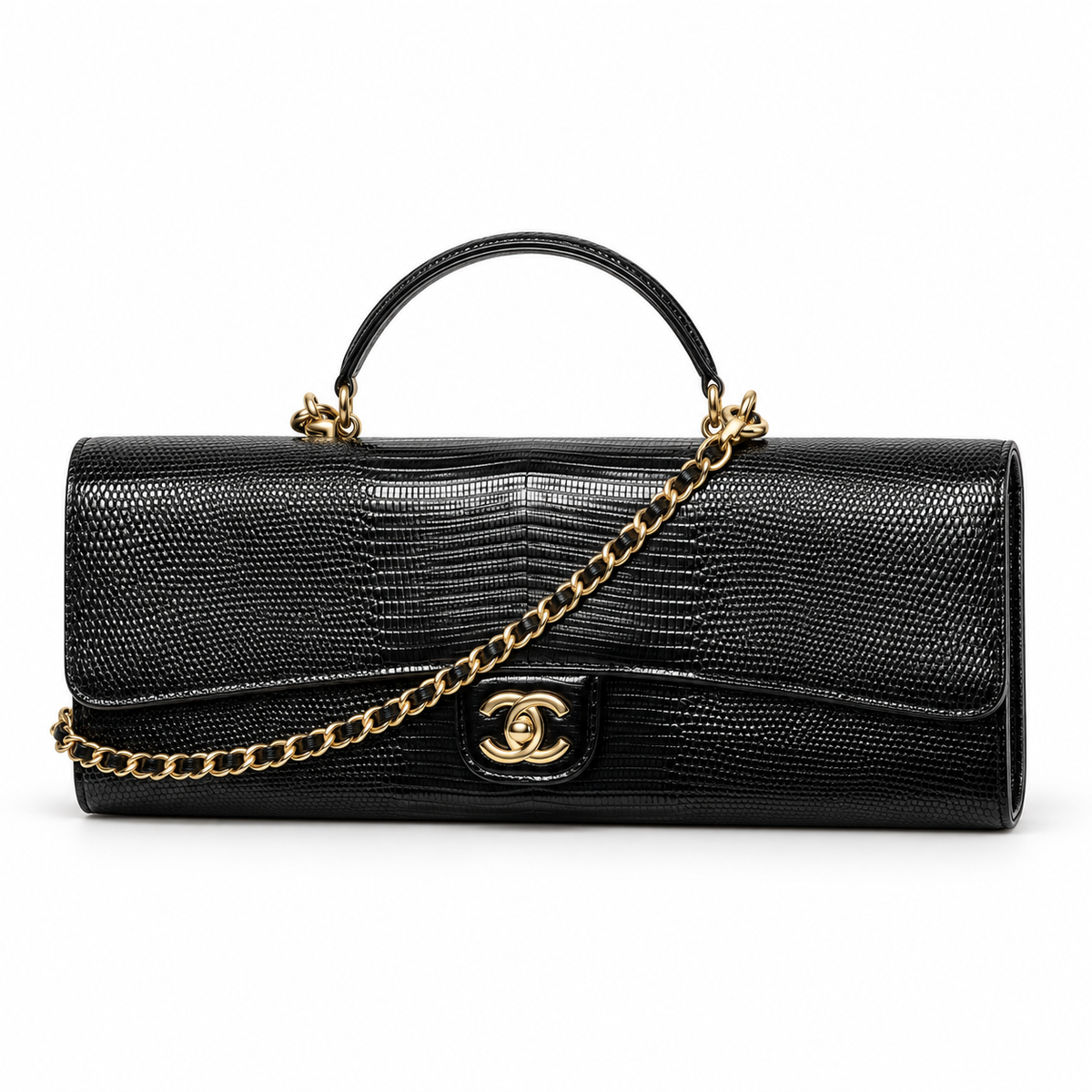 Chanel East-West top handle bag in black