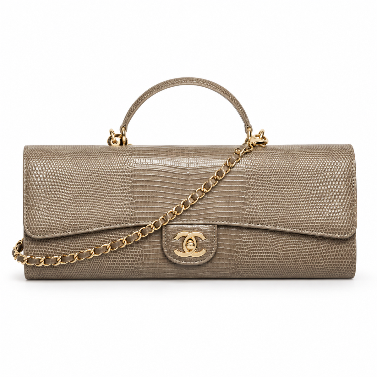 Chanel East-West top handle bag in taupe