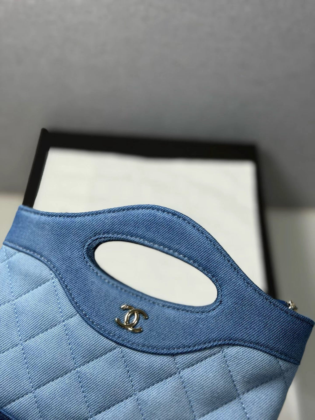Nano denim handbag detail view