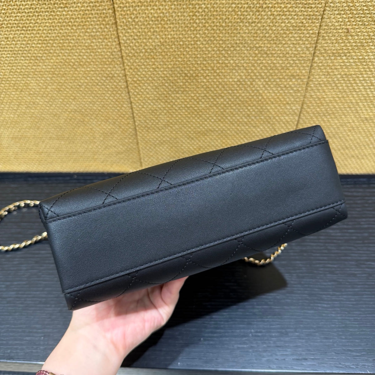 Chanel V-Cut Mini Tote Bag black and burgundy - view 4